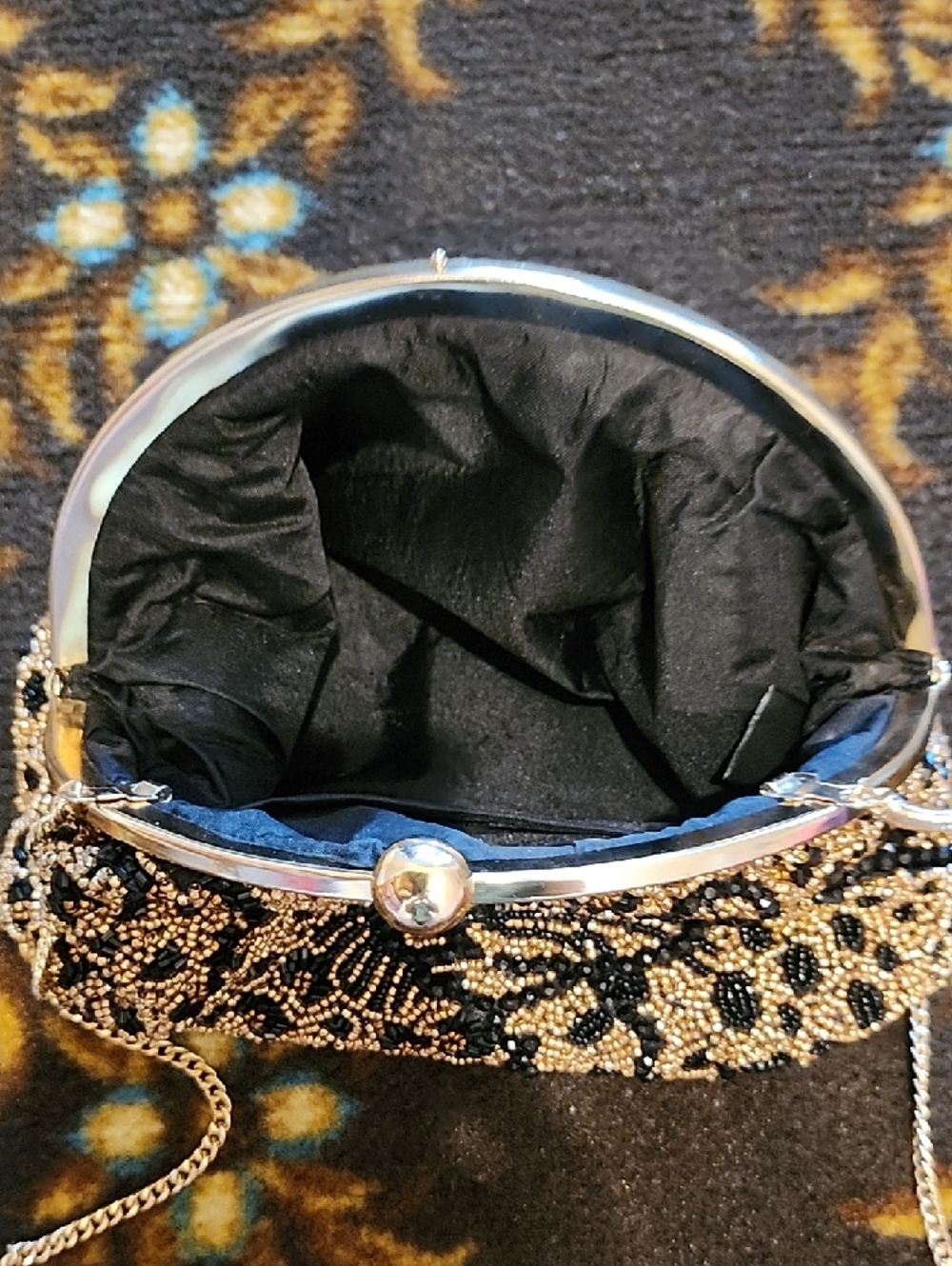 Source Unknown Beaded Leopard Clutch in Gold and Black - Picture 4 of 5